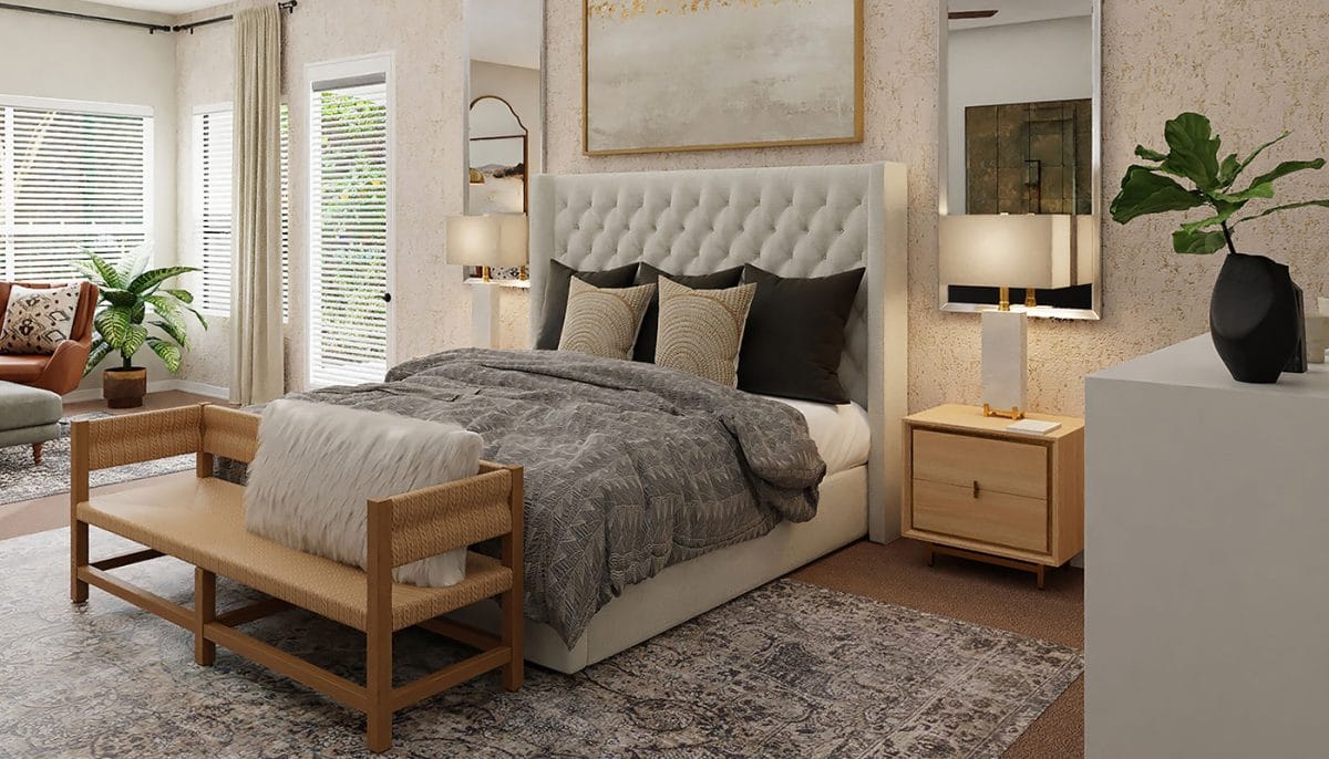 plants next to the bed for better air quality