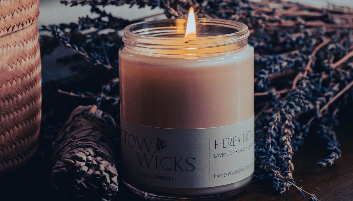 lavender sage burning candle