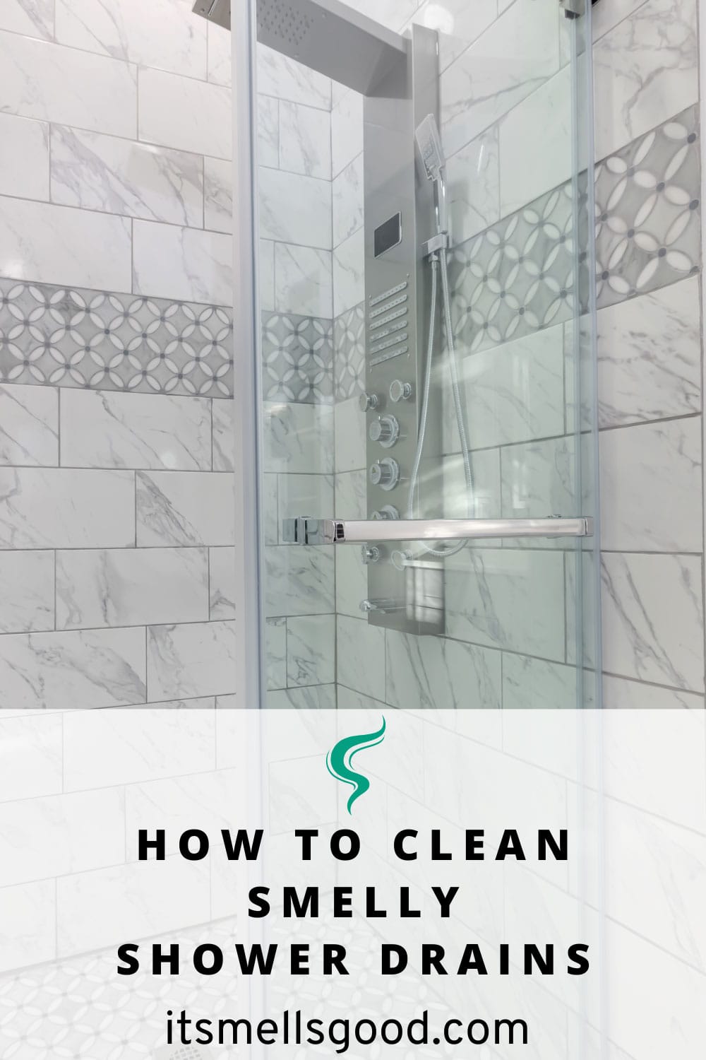 how to clean a smelly shower drain - pinterest image